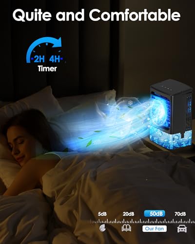Tragbare Klimaanlagen, tragbarer Klimaanlagen- Ventilator, leiser Mini- Verdunstungskühler mit Griff-3