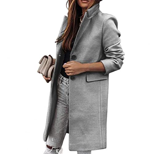 Manteau femme mantel weibliche lange hülse zwei tasten frauen mantel herbst winter klappe taschen revers lange mantel de lana