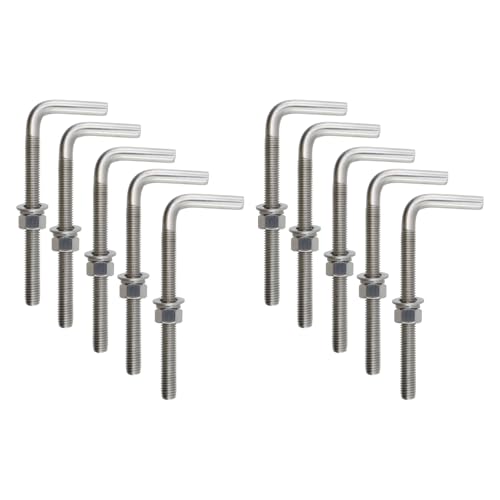 Mewutal 10pcs L Shape Anchors Bolts, 1/2 x 6 Inches, Stainless Steel
