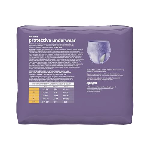 Image of Amazon Basics Postpartum Incontinence Underwear for Women, Maximum Absorbency, Fresh Protection, Leak Protection, Odor Guard, Soft Comfortable Fit, Disposable, X-Large, Lavender, 16 Count (Pack of 2)