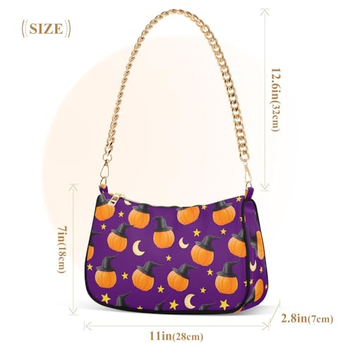 Halloween Pumpkins Shoulder Bag for Women, Handbag with Chain Strap, Soft Purse Tote Bag for Ladies2