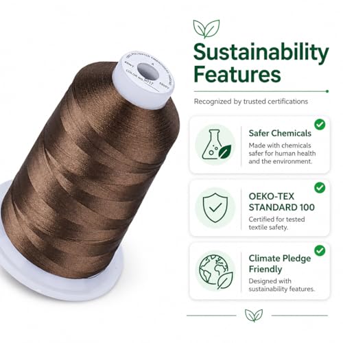 Image of Simthread Embroidery Thread 5000M 40WT Polyester, Coconut Shell S017 | 5000M 40WT polyester thread feeds smoothly for home or commercial embroidery projects.