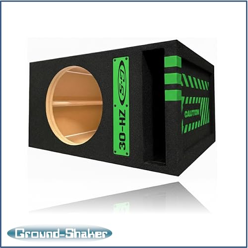 Image of 30HZ Reinforced Competition Single Ported Sub Box Sub Woofer Enclosure Speaker Box Car Audio Subwoofer Ground Shaker Box Ground-Shaker (Green Caution, 12 inch)
