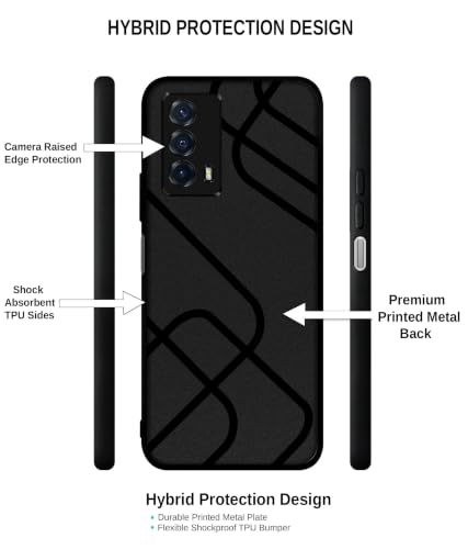 Image of Zig-Zag Black Line Design Premium 2D Printed Metal Back Case Cover for iQOO Z5 5G