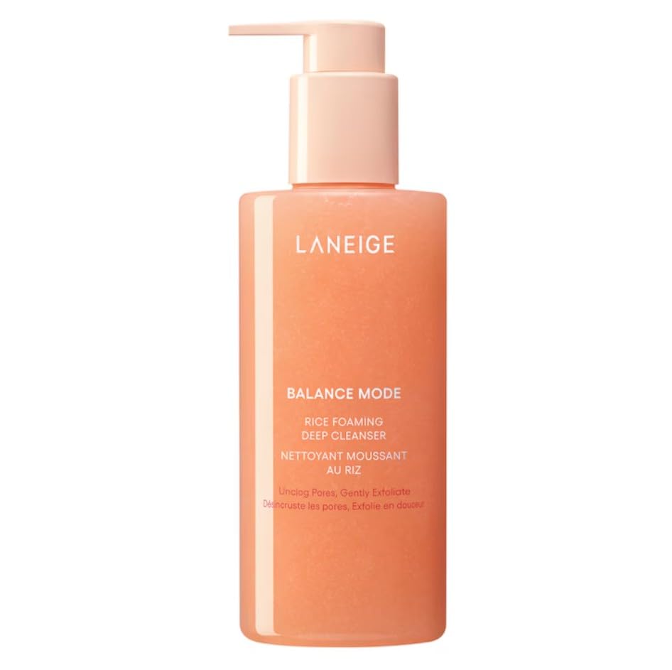 LANEIGE BELLA Balance Mode Rice Foaming Deep Cleanser - Detergente schiumoso per pelli grasse, 250 ml
