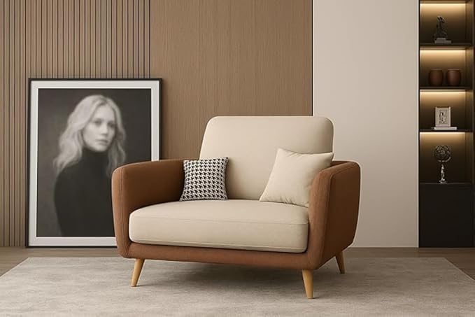 Image of Stylish & Modern Heavy Duty & Luxurious Traditional 3 Seater Sofa Chesterfield Sofa Arm Three Seat Sofa for Living Room Guest Room Hotels & Office. (3+1= 4 Seater Dark Brown & Beige)
