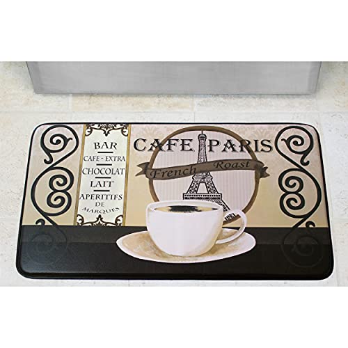 Chef Gear Cafe Paris Faux Leather Anti-Fatigue Cushioned Chef Mat, 18 by 30-Inch