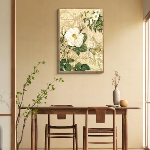 阪画屋 アンティーク 花 アートパネル アートボード ポスター 玄関 壁画 壁掛け 壁飾り 部屋飾り 飾り絵 絵 絵画 油絵 ソファの背景画 インテリア 現代 モダン フレーム 額付き 木枠付きの完成品 木目調 キャンバス 風水 風景画 プレゼント ギフト 30×40 [2]