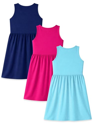 Image of Kuchipoo Girls Sleeveless Cotton Frock Dress | Printed Summer Dresses for Girls | Unicorn, Love & Floral Designs - Pack of 3