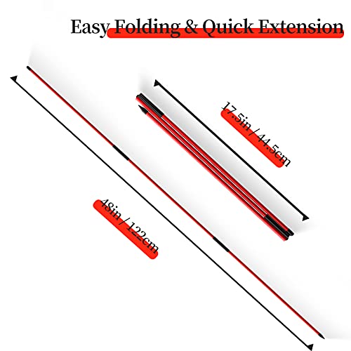 MoKo-Palos-de-Alineacion-Golf-3-Secciones-Varillas-Ayuda-Entrenamiento-Plegable-Fibra-Vidrio-Indicador-Direccion-Equipo-Practica-Swing-48-Pulgadas-con-2-Piezas-para-Principiantes-Golfista