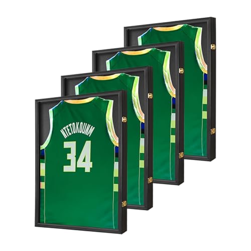 Image of IHEIPYE Jersey Frame Display Case 4 Pack - Large Sport Jersey Shadow Box with UV Protection Acrylic for Baseball, Basketball, Football, Soccer, Hockey, Shirt and Uniform