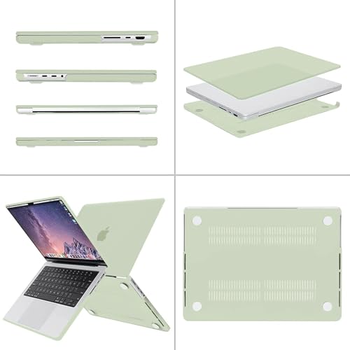 Image of MOSISO Compatible with MacBook Pro 14 inch Case 2025 2024 2023 2022 2021 M5 M4 M3 M2 M1 A3434 A3112 A3185 A3401 A2918 A2992 A2779 A2442, Hard Shell&Keyboard Cover&Screen Film&Pouch,Sage Green