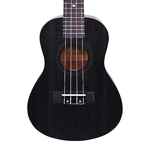 Image of Kadence UKTWBLK Concert 23 inch Acoustic Ukulele | Sapele Wood | Comes with Bag | Includes Learning Course | Black