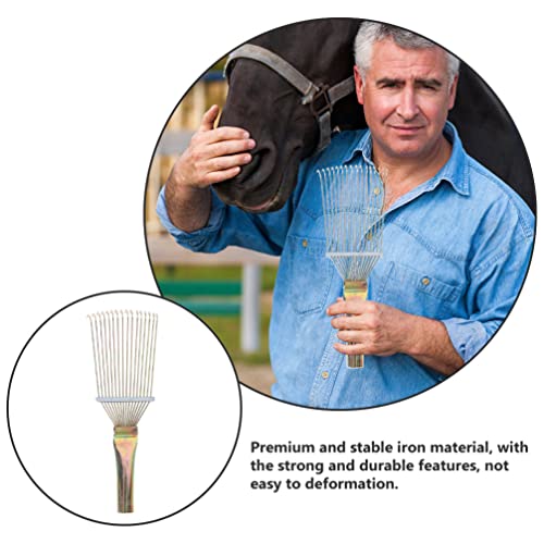 Ipetboom Raspador De Pelo De Gado Ancinho De Metal Ancinho De Preparação De Cavalos Ancinho Escova D