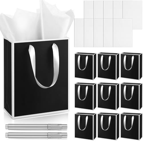 Yeaqee 10 Pack Paper Gift Bags with Handle Tissue Paper