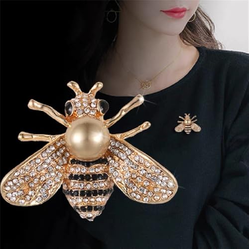Colorful Rhinestone Crystal Bee Brooch Vintage Bee Pearl Lapel Pin Fashion Shell Pearl Insect Animal Pin Jewelry Gift for Women2