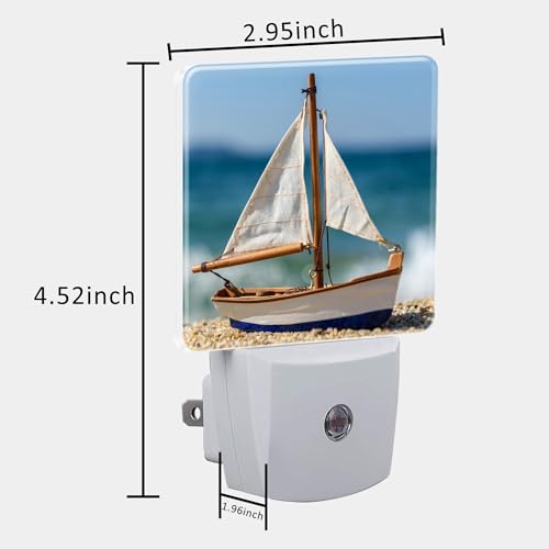 Image of Night Light for Kids Girls Boys, Tropical Sandy Beach and Sailboat LED Night Light Plug into Wall with Dusk to Dawn Sensor for Room Decor, Hallway, Kitchen, Bathroom, Nursery, Stairs