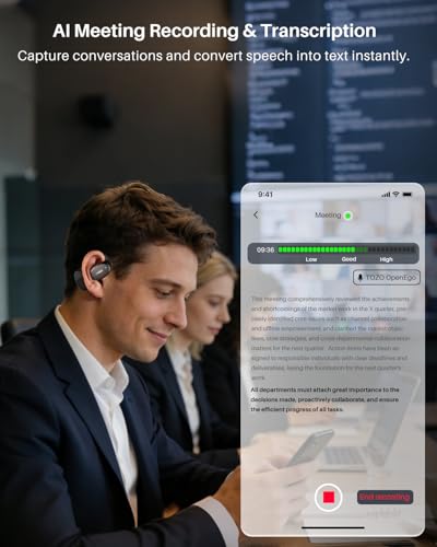 Image of TOZO Real-Time AI Translation Earbuds, 80H Playtime Translator Ear Buds, Digital Display, AI Clear Calls, Comfortable Wear Open Ear Earbuds, AI Bluetooth Headphone for Travel Meeting Learning, Black