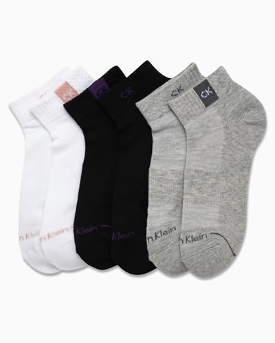 Image of Calvin Klein Womens Quarter Socks - 6 Pack Athletic Performance Cushioned Ankle Socks for Women for Running and Workout