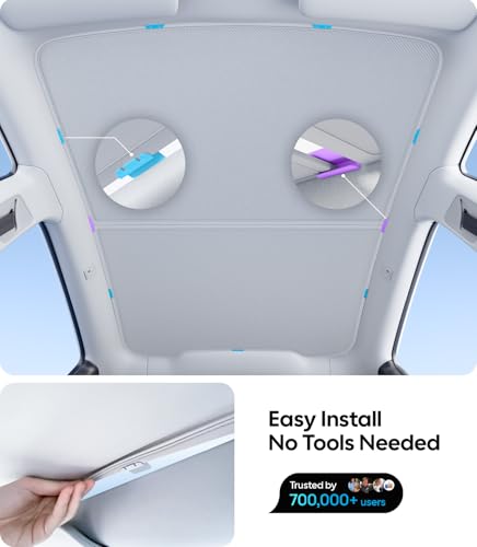 Image of Wigoo 2026 Tesla New Model Y Juniper Accessories Sunshade Roof [Never Sag, Nano Ice-Crystal Coatings] 3-Gen Heat Insulation Glass Roof Sun Shade, Accessories for Tesla Juniper Model Y, Interior Gray