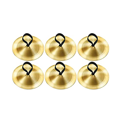 Laluky 6 piezas platillos para dedos, baile del vientre, baile musical, danza de dedo de latón dorado, danza de dedos, accesorios baile del vientre, ritmo, percusión para fiesta baile (dorado) Cover