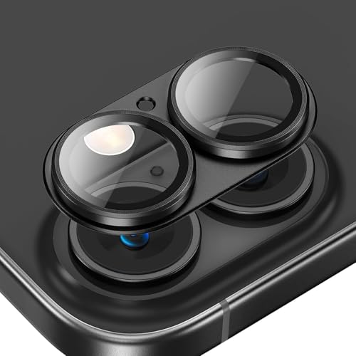 Image of Choiche Camera Lens Protector for iPhone 17 6.3-Inch, Full Coverage 9H Tempered Glass Ring Cover, Matte Metal Plate, Case Friendly, 1-Pack (Black)