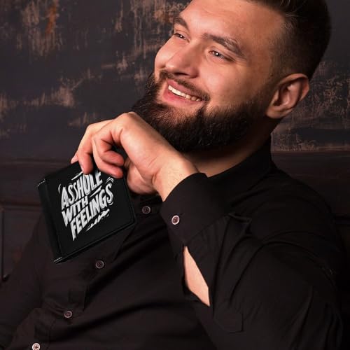 Asshole with Feelings Leather Wallets for Men Slim Bifold Purse Clutch with 6 Credit Card Pockets4