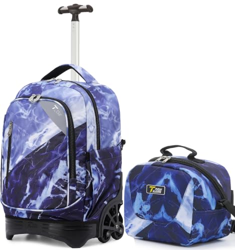 NEW TILAMI 18 Inch Rolling Backpack with Lunch Bag for School, Lightning