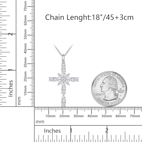 925 Sterling Silver Cross Necklace for Women，Birthday Delicate Star Cross Necklace Jewelry Gifts for Women，Birthstone Religious Jewelry for Mom, Chain 18 inch4