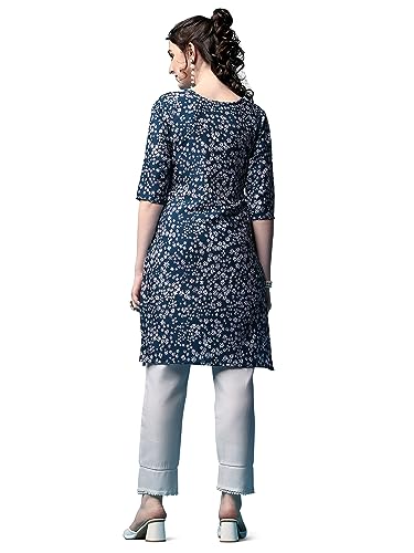 Image of Yashika Women's Crepe Pink Straight Stitched Kurti || Kurta