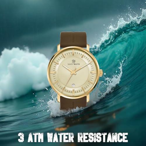 Image of SANSI MAYO Analog Watch for Men with Silicone Band | Magnetic Lock Strap | Japanese Quartz Movement | Water Resistant | Formal & Casual Wristwatch Gift