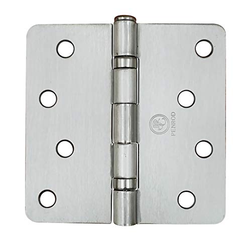 Penrod Door Hinges, Satin Nickel Ball Bearing 4 Inch with 1/4 Inch Radius