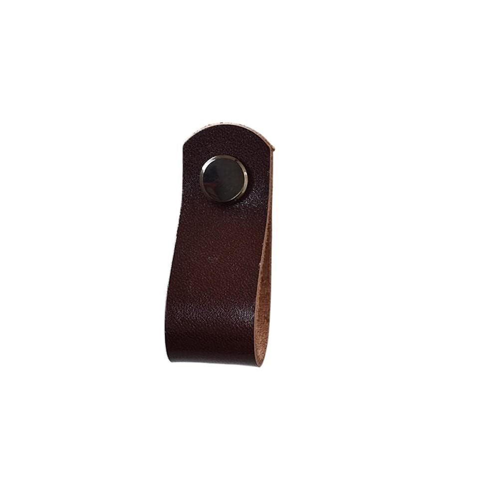 Cqahdsevf Brown- Black Hat Leather Drawer Pulls, Brass Cowhide Knob 2 Pcs Multicolor 60X22x1.8mm(Brown- Black Hat)