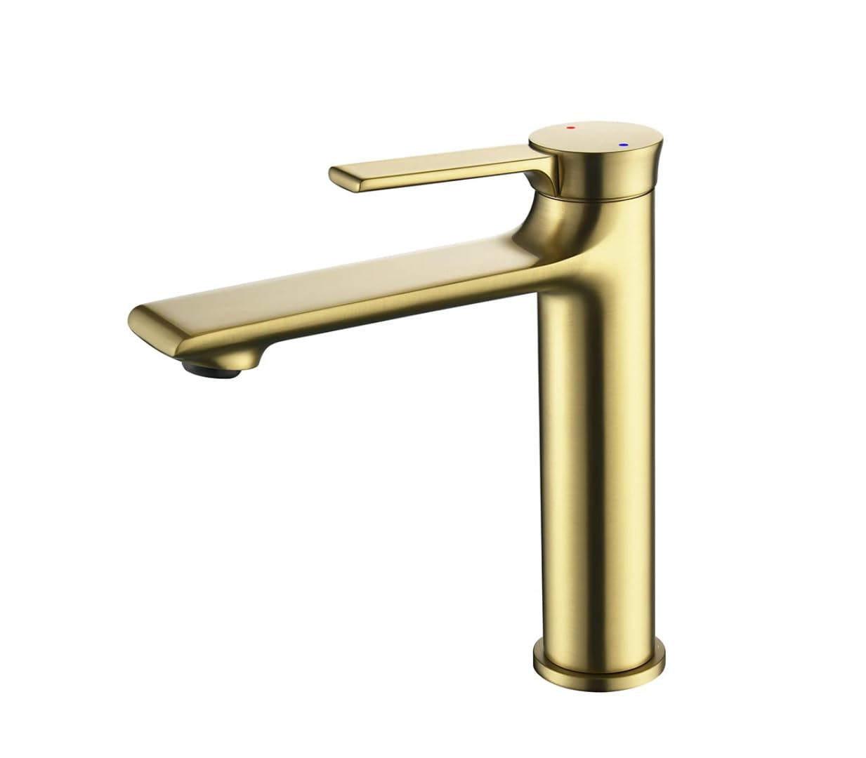 Mitigeur eau chaude eau froide en laiton or brossé robinet de lavabo court monotrou