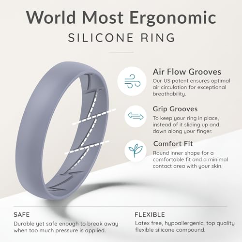 Image of ThunderFit Silicone Rings for Him and Her, Rubber Engagement Bands Unisex - 1 /4 /5 /7 /8 Variety Multipack