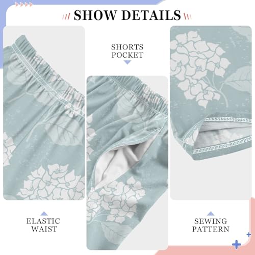 Boys' Pants White Hydrangea Leaves Green Long Bottoms Jogger Pants Elastic Waist Trousers with Pockets S-XL4