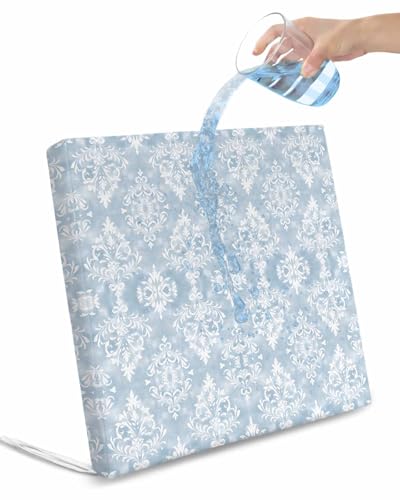 Boho Blue Floral Outdoor Cushion Chair Cover Set of 2 - Waterproof Couch Seat Covers, Country Ethnic Abstract Flower Pattern Patio Furniture Protector Cushions Slipcovers for Sofa/RV, 22