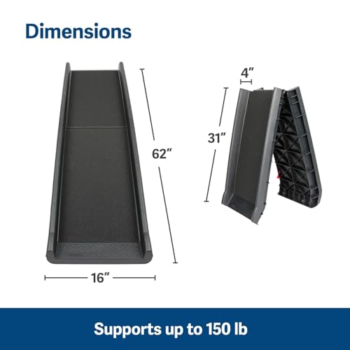 Image of STORE 2508, Folding Dog Ramp for Cars 62x16 Inches, Pet Car Stairs, Vehicle Black