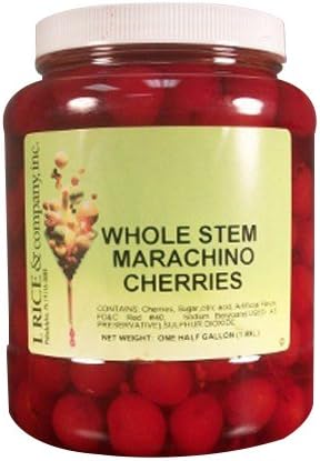 I.Rice & Company Ready To Use Ice Cream Topping, 1/2 gal. Jar | 1 Each (Marachino Cherry with Stem)