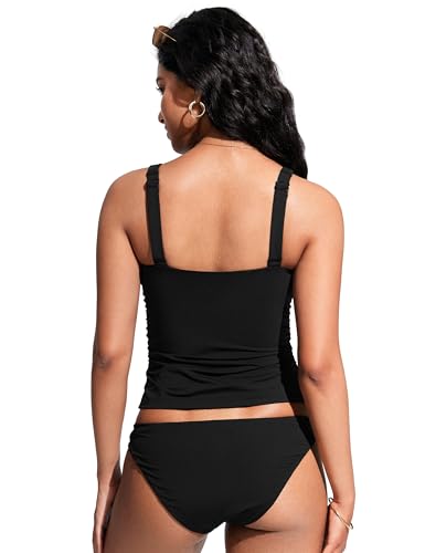 CRZ YOGA Tankini Tops for Women Square Neck Swimsuit Ruched Tummy Control Bathing Suits Adjustable Swim Tank Only No Bottom2