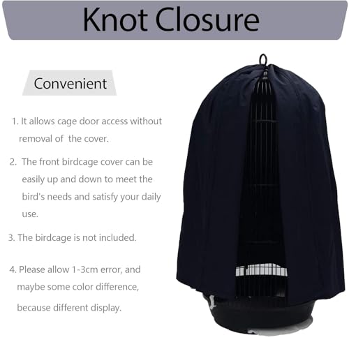 Image of QBLEEV Round Parrot Birdcage Cover, Pet Universal Blackout Cage Cover Shade | Windproof light-proof sleep reduces distractions night accessories cloth without cage, bow tie clouser, easy to wear