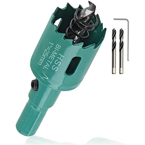 Qjaiune 1 Inch Hole Saw with Arbor, 25mm Hole Saw HSS Bi-Metal Hole Cutter Smoothly Cutting in Cornhole Boards, Plastic, Wood, Fiberboard, Drywall Cover