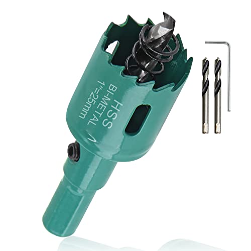 Image of 1 Inch Hole Saw with Arbor, 25mm Hole Saw HSS Bi-Metal Hole Cutter Smoothly Cutting in Cornhole Boards, Plastic, Wood, Fiberboard, Drywall