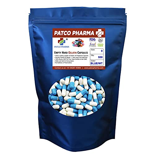 See full amazon price history chart for Patco Pharma- Size 0 Blue/White Empty Gelatin Pill Capsule - Gluten Free Halal Certified for DIY Powder Filling (Pack of 500) Patco Pharma- Size 0 Blue/White Empty Gelatin Pill Capsule - Gluten Free Halal Certified for DIY Powder Filling (Pack of 500) (B098TLYH54) Amazon Price History, Amazon Price Tracker