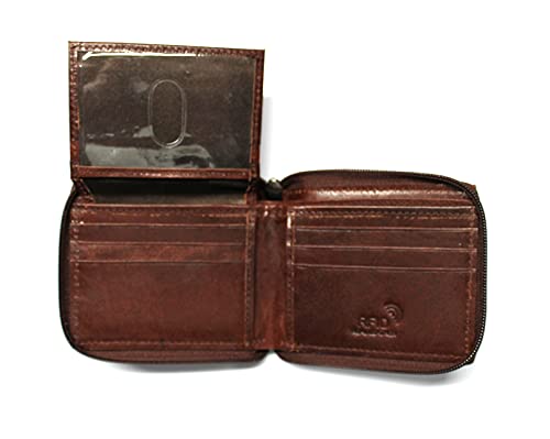 Leather Zip Around Wallet RFID Blocking (Brown)3