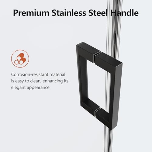 Image of 56-60 inch W x 74 inch H Frameless Shower Doors, Bathroom Single Sliding Shower Glass Doors with 5 /16 inch (8mm) Clear SGCC Tempered Glass and Stainless Steel Handle, Reversible Installation, Matte Black