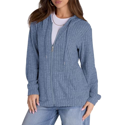 Image of Witsmile Zip Up Hoodie Women Oversized Sweatshirt Long Sleeve 2026 Fall Outfit Lightweight Jackets Workout Clothes