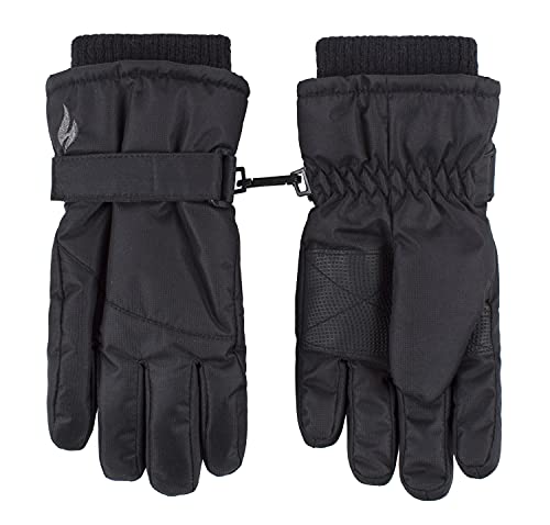 HEAT HOLDERS - Kids Insulated Outdoor Waterproof Snow Ski Gloves for Winter (6-9 Years, Black)