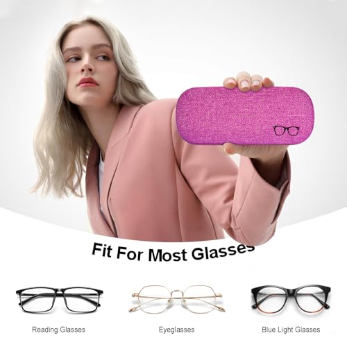 Image of Glasses Case Hard Shell Eyeglass Case with Cleaning Cloth Unisex Reading Hard Glasses Cases for Women Men