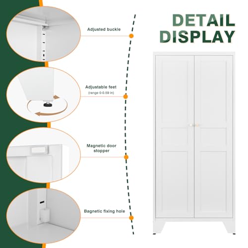 Image of Letaya Metal Pantry Kitchen Storage Cabinet,61 inch H Adjustable Shelves,White